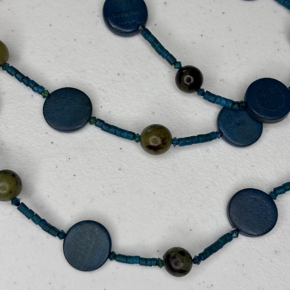 Blue Turquoise Green Beads Leaf Necklace Belt Bohemian Gypsy Festival Style - Picture 14 of 16